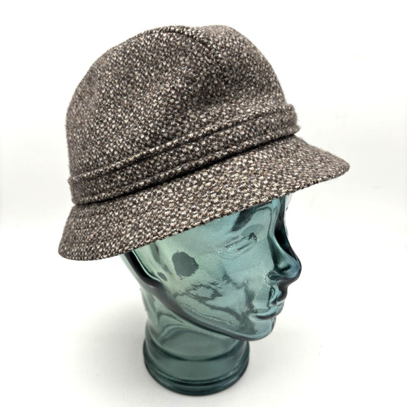 Vintage Kangol Clipper TIREE II Brown Wool Blend Tweed Fedora Adult S/M ~21.5" - Picture 1 of 11